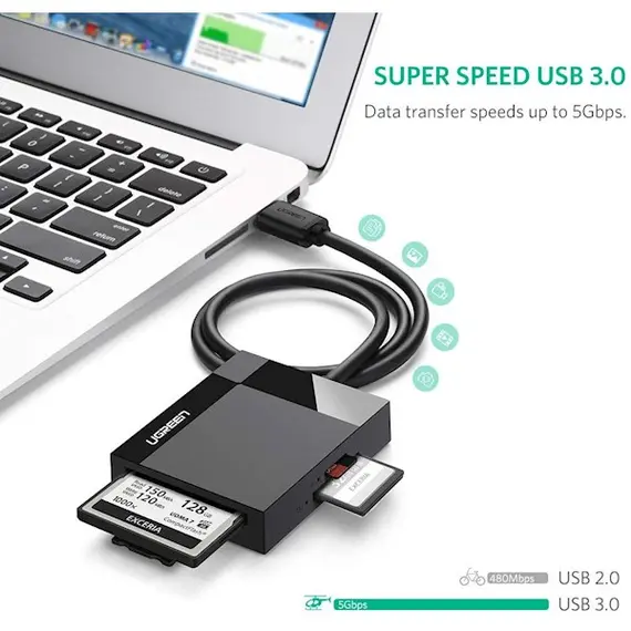 ბარათის წამკითხველი UGREEN CR125 (30333) USB 3.0 All-in-One Card Reader 0.5M , 4 image - Primestore.ge