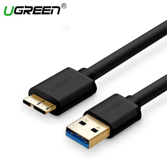 Micro USB კაბელი UGREEN US130 (10840) USB 3.0 A Male to Micro-B Male USB 3.0 Cable 0.5m (Black)  - Primestore.ge