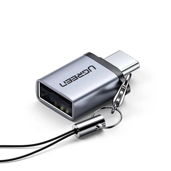 USB ადაპტერი UGREEN US270 (50283) OTG Type C to USB 3.0 A Adapter Cable with Lanyard (Black)  - Primestore.ge