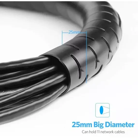 კაბელ მენეჯმენტი UGREEN 30820 Protection Tube DIA 25mm 5m (Black) , 2 image - Primestore.ge