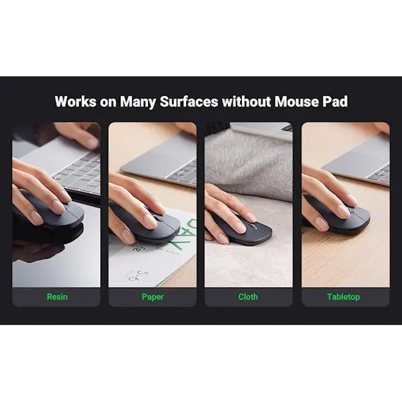 მაუსი Ugreen MU001 (90373), Wireless, 4000DPI, USB, Mouse, Light Gray , 6 image - Primestore.ge