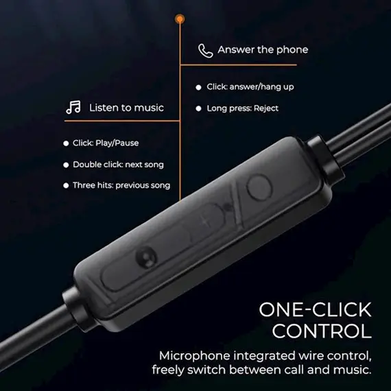 Headphone Lenovo earphone QF320 Black, 3 image