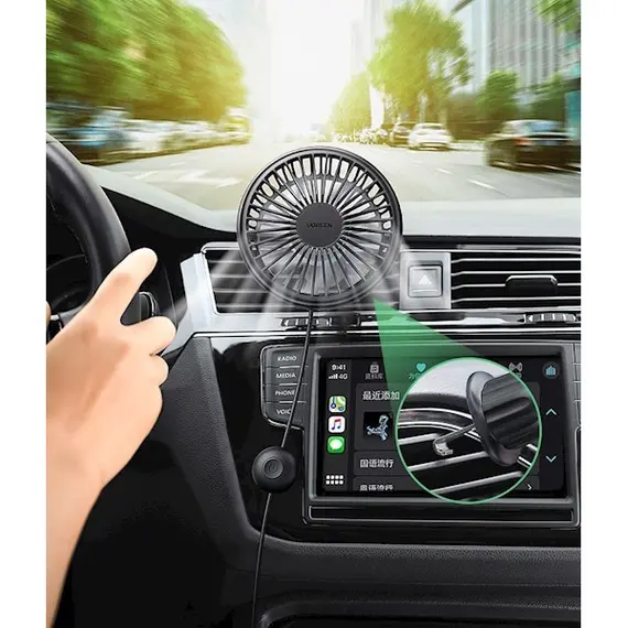 მანქანის ვენტილატორი UGREEN LP436 (10421) Air Vent Car Electric Fan, Black , 3 image - Primestore.ge