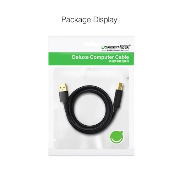 პრინტერის კაბელი UGREEN US135 (20847) USB 2.0 AM to BM Print Cable 2M Gold-Plated (Black) 2M , 4 image - Primestore.ge