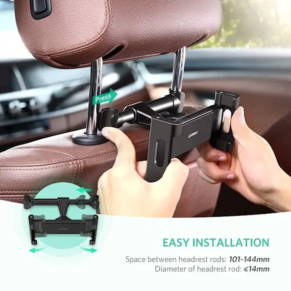 პლანშეტის დამჭერი UGREEN LP160 (60108) Car Headrest Mount Holder, Black , 6 image - Primestore.ge