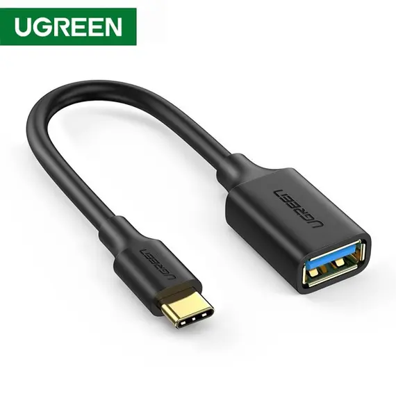 OTG კაბელი UGREEN 30701 USB-C Male to USB 3.0 Female OTG Cable Black USB 3.0 15 cm  - Primestore.ge