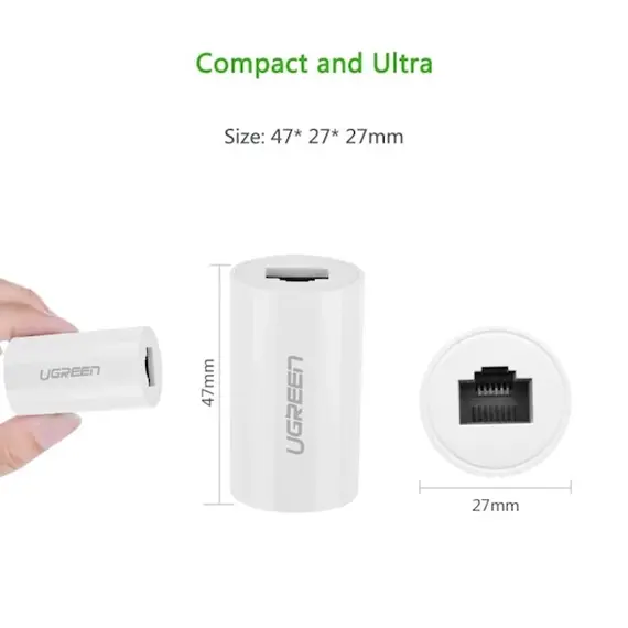 Network cable adapter UGREEN NW116 (20391) RJ45 Ethernet adapter 8P8C Female anti-thunder Rj45 connector Network extension cable adapter Ethernet cable (White), 2 image