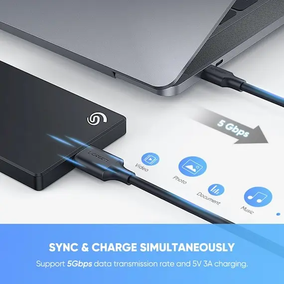 Micro-B USB კაბელი UGREEN US312 (20103) Type-c to Micro B USB 3.0 to USB-C Cable 1M , 9 image - Primestore.ge