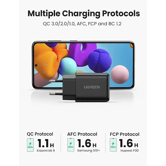 მობილურის დამტენი UGREEN 70273 Quick Charge 3.0 USB Charger EU Black , 2 image - Primestore.ge