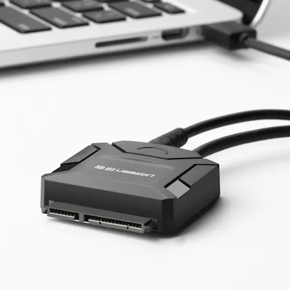 მყარი დისკის  წამკითხველი UGREEN CR108 (20611) USB 3.0 to SATA Hard Driver converter cable with 12V 2A power adapter 50CM , 3 image - Primestore.ge