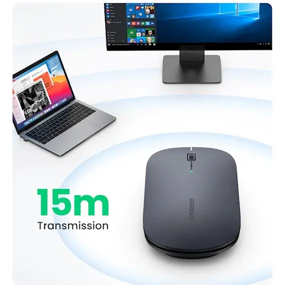 მაუსი Ugreen MU001 (90373), Wireless, 4000DPI, USB, Mouse, Light Gray , 4 image - Primestore.ge
