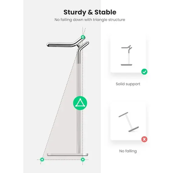 Headphone Stand UGREEN LP143 (80701) Earphone Holder Stand, Silver, 3 image