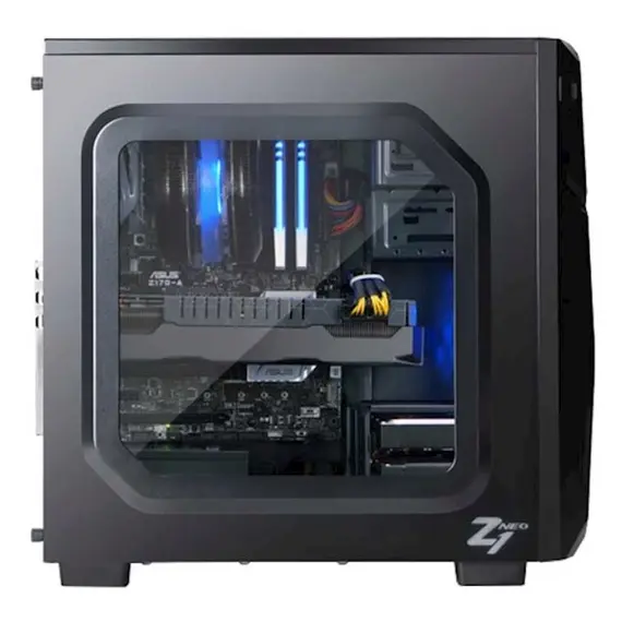 Case Zalman Computer case Z1 NEO, MidT, 2xUSB2.0, 1xUSB3.0, 2x120mm Blue LED, 1x120mm, acrylic (window), without PSU, black, 2 image