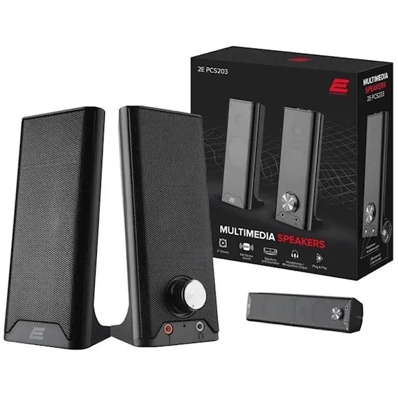დინამიკი 2E Personal Computer Speaker PCS203, 2.0, USB, Metal Black - Primestore.ge