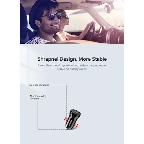 მანქანის USB დამტენი UGREEN ED018 (50875) Car Charger Dual USB Mini 5V / 2.4A Max , 5 image - Primestore.ge