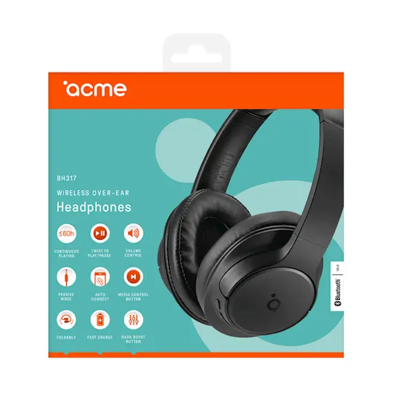 ყურსასმენი Acme Over­Ear Headphones BH317 Wireless, Black , 6 image - Primestore.ge