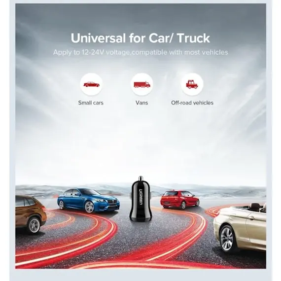 მანქანის USB დამტენი UGREEN ED018 (50875) Car Charger Dual USB Mini 5V / 2.4A Max , 7 image - Primestore.ge