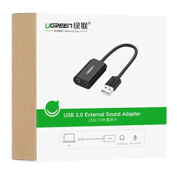 USB ხმის ბარათი US205 (30724) Ugreen USB Sound Card External 3.5mm USB USB Adapter , 4 image - Primestore.ge