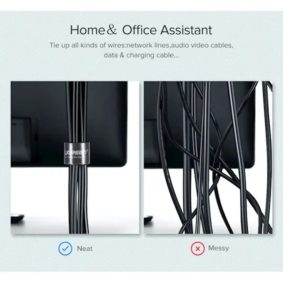 კაბელების მენეჯერი UGREEN LP124 (40356) Cable Organizer 5m Black , 3 image - Primestore.ge