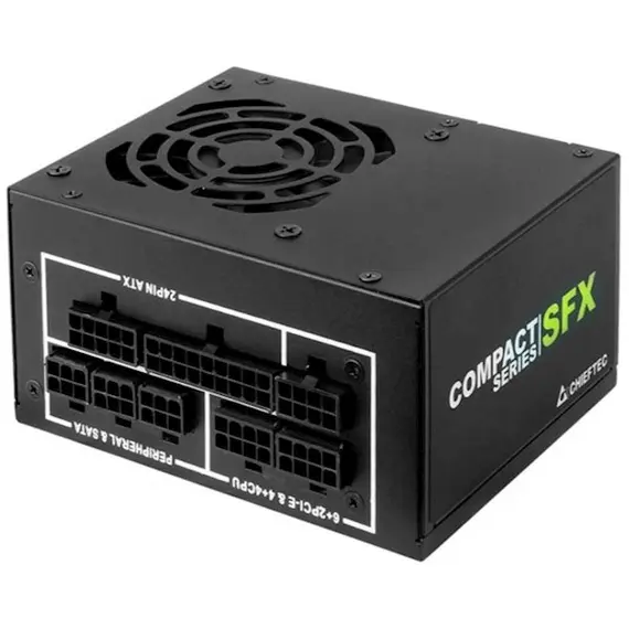 კვების ბლოკი CHIEFTEC RETAIL Compact CSN-650C, 8cm fan,a/PFC,24+8,3xPeripheral,4xSATA,2xPCIe,SFX  - Primestore.ge