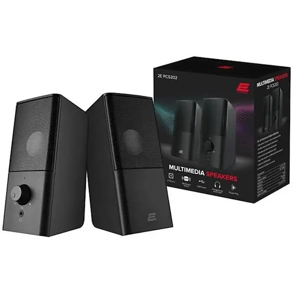დინამიკი 2E Personal Computer Speaker PCS202, 2.0, USB, Black - Primestore.ge