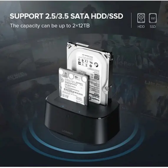 მყარი დისკის წამკითხველი UGREEN CM198 (50857) USB 3.0 to SATA Dual-Bay Hard Drive Docking Station , 3 image - Primestore.ge