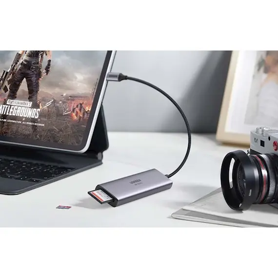 USB-C ჰაბი UGREEN CM511 (60384), 5-in-1 Adapter, USB-C Hub to 3xUSB3.0, HDMI, TF/SD, Gray , 4 image - Primestore.ge