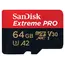 მეხსიერების ბარათი SanDisk 64GB Extreme Pro MicroSD/XC UHS-I Card Up to 200MB/s V30 SDSQXCU-064G-GN6MA  - Primestore.ge