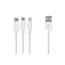 უსბ კაბელი 2E USB 3 in 1 Micro/Lightning/Type C, 5V/2.4A, White,1.2m  - Primestore.ge