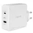 ადაპტერი Logilink PA0281 Dual USB charger set 1x USB-C 1x USB-A 100W white - Primestore.ge