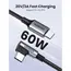 USB კაბელი UGREEN US255 (50122), 60W, Type-C to Angled Type-C Round, 0.5m, Grey , 5 image - Primestore.ge