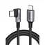 USB კაბელი UGREEN US255 (50122), 60W, Type-C to Angled Type-C Round, 0.5m, Grey  - Primestore.ge