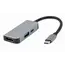 ადაპტერი Gembird A-CM-COMBO3-02 USB Type-C 3-in-1 multi-port adapter (USB port+HDMI +PD) Silver  - Primestore.ge