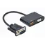 ადაპტერი Gembird A-VGA-HDMI-02 VGA to HDMI + VGA adapter cable 0.15m Black , 2 image - Primestore.ge