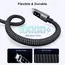 USB კაბელი UGREEN Uno L509 (45612), 100W, Type-C to Type-C, 0.5M, Black/Grey - Primestore.ge