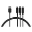 უსბ კაბელი 2E USB 3 in 1 Micro/Lightning/Type C, 5V/2.4A, Black,1.2m , 3 image - Primestore.ge