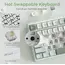 კლავიატურა Royal Kludge RKR98PRO-SK-XW RGB Mechanical Keyboard, Beige Switch, Hot Swappable, Wired, Sky Cyan - Primestore.ge