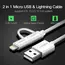 USB cable UGREEN US178 (20876) USB 2.0 to Micro USB + Lightning (2 in 1) Data Cable 1M, 5 image