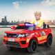 Children's electric car POLICE-002 RED with leather seat and rubber tires, 3 image