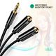 Audio cable Ugreen AV141 (30620) Audio Cable 3.5mm Jack Microphone Splitter cable 1 Male to 2 Female black 20cm, 3 image